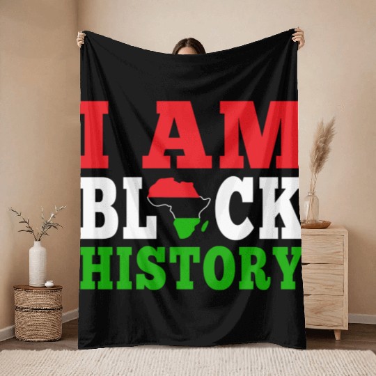 I Am Black History Juneteenth Throw Blankets