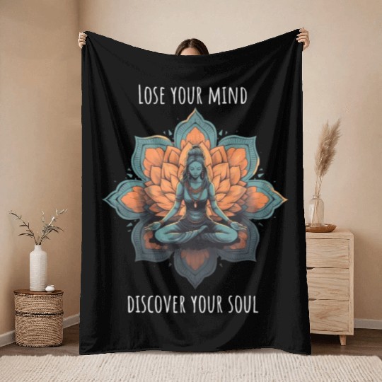Women's Yoga Meditation Lotus Design Throw Blankets