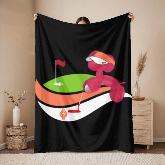 Summer Golf Balloon Dog Throw Blankets
