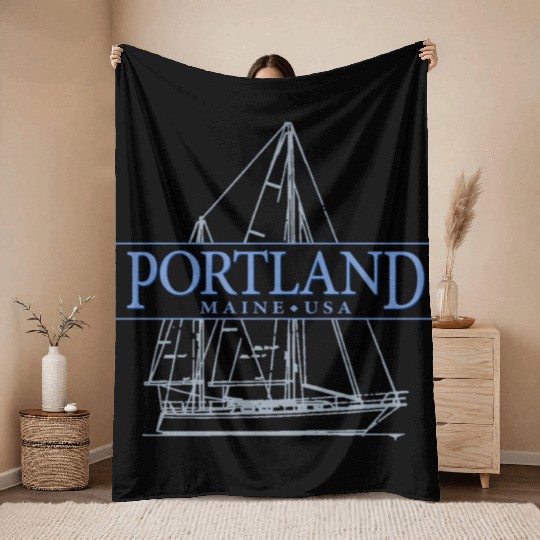 Portland Maine Sailing Throw Blankets