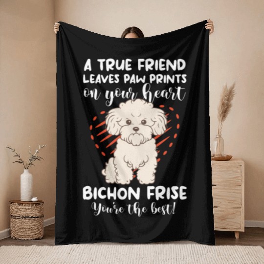 A True Friend Leaves Paw Prints On Your Heart Throw Blankets