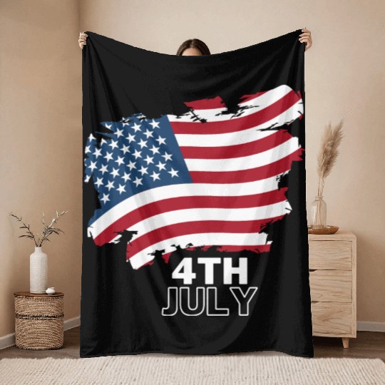 4th July The Independence Day of America Throw Blankets