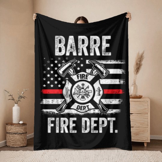 Barre Vermont Fire Dept Thin Red Line Throw Blankets