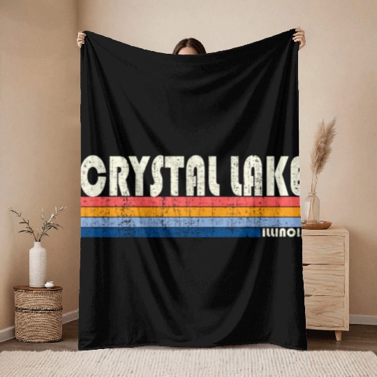 70S 80S Style Crystal Lake Il Throw Blankets