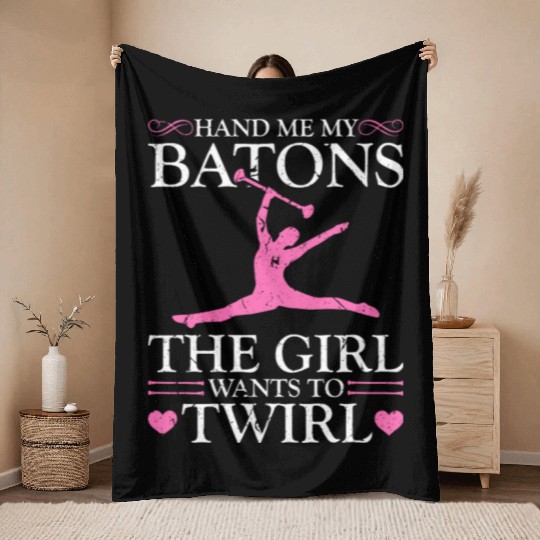 Majorette Dance Baton Girl Twirl Throw Blankets