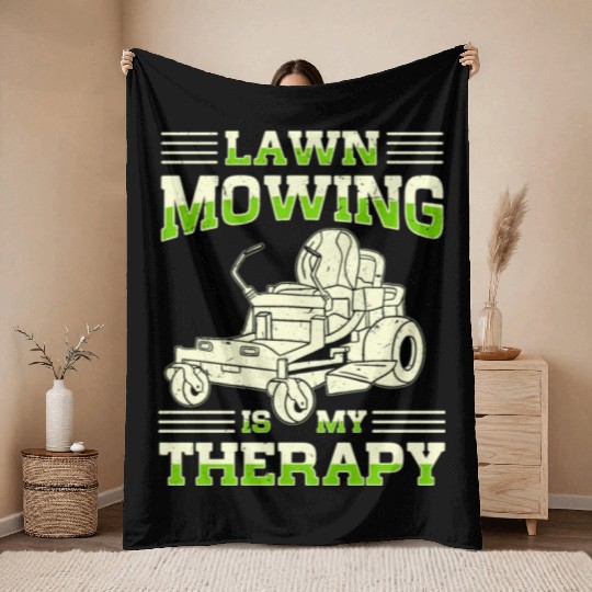 Lawn Mowing Lawn Mower Gardener Gardening Throw Blankets