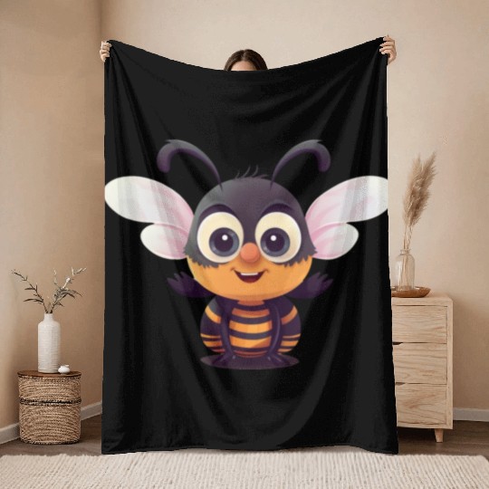 Cute Superhero Bee Bumblebee Wasp Throw Blankets
