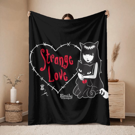 Emily The Strange Strange Love Throw Blankets