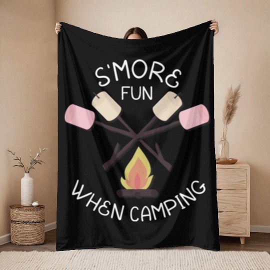 S more Fun When Camping Outdoors Lover Throw Blankets