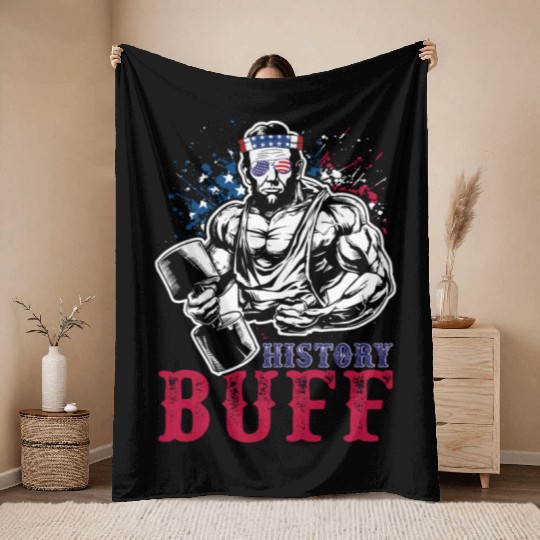 History Buff Independence Day Lincoln Patriot USA Throw Blankets