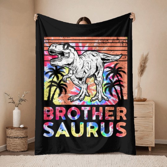 Brothersaurus T Rex Dinosaur Big Brother Throw Blankets