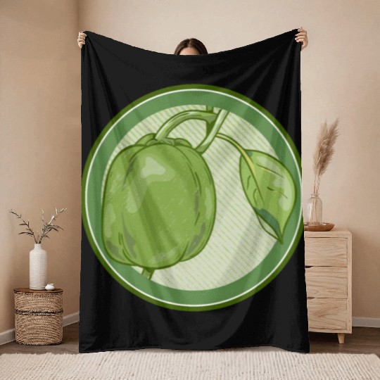 Green Bell Pepper Throw Blankets