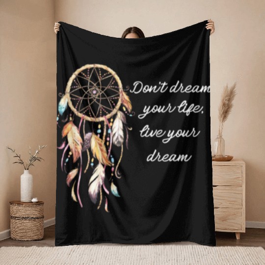 Dream Catcher Folk Throw Blankets Native American Live