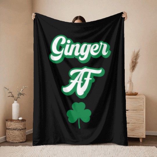 Ginger Af St Patric Day Drinking For Redhead St Throw Blankets