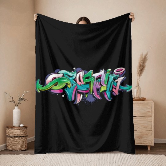 Graffiti Street Graffiti Tag Urban Graffitis Rap Throw Blankets