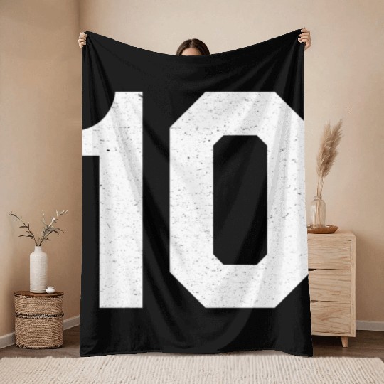 Jersey Number 10 Ten Athletic Sports Throw Blankets