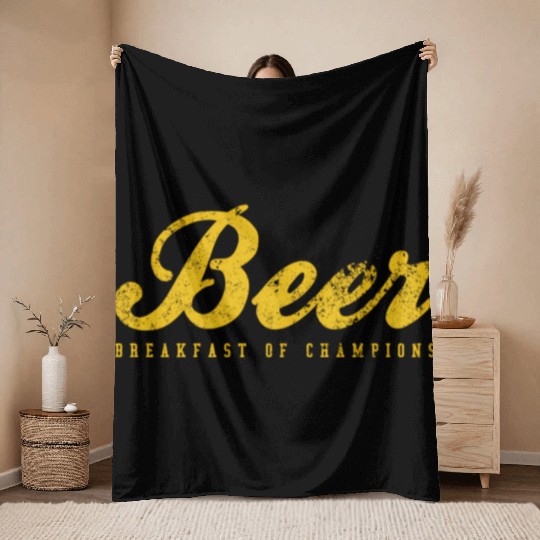 Beer Breakfast Of Champions Inred Throw Blankets