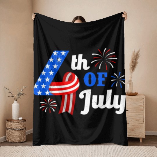 4th July Independence Day Independent America Throw Blankets