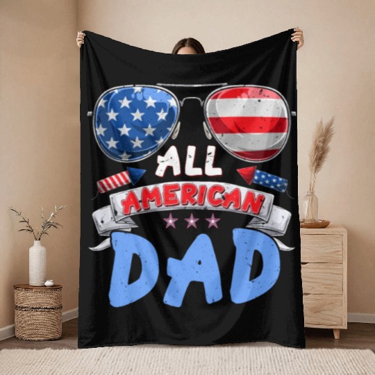 All American Dad US Patriots Fathers America Party Throw Blankets