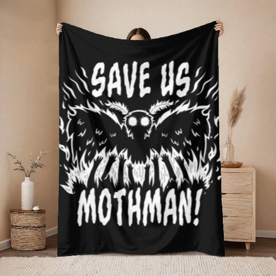 Save Us Mothman Throw Blankets