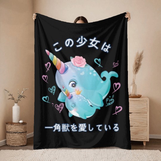 Narwhal Love Mom Narwal Throw Blankets