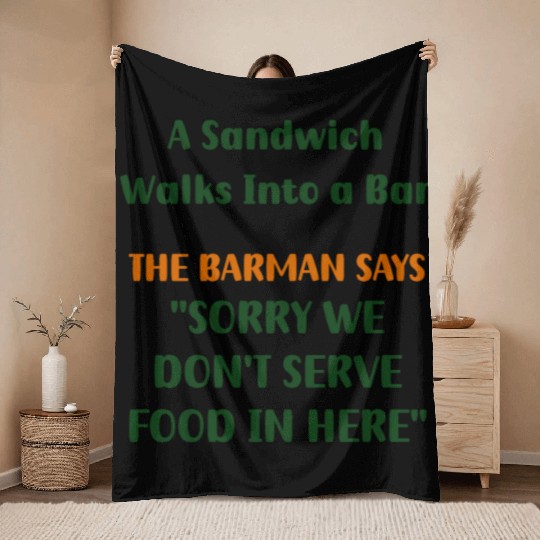 Unexpected Encounter: When a Sandwich Enters a Bar Throw Blankets
