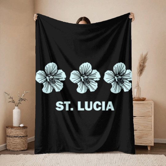 St Lucia Tropical Hibiscus Flower Throw Blankets