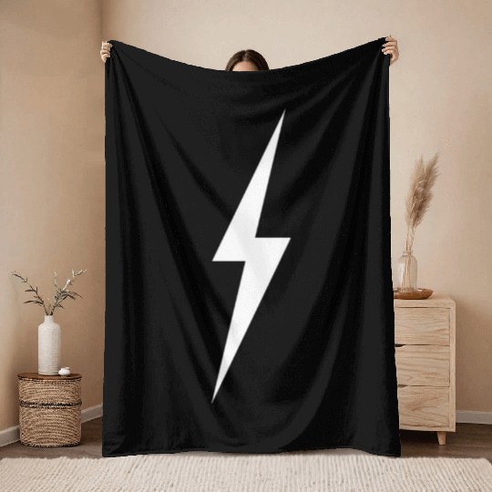 le Lightning Bolt In White Throw Blankets