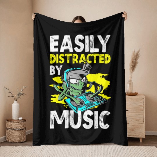 Musician Techno Melody Vinyl Throw Blankets