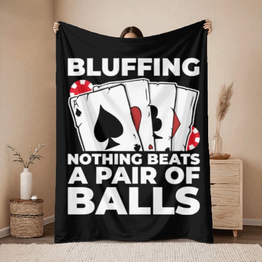 Gambling Casino Vegas Cards Texas Hold'Em Face Pok Throw Blankets