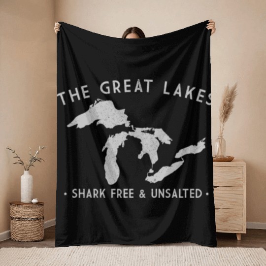 Great Lakes Shark Free And Unsalted Throw Blankets