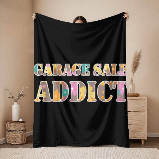Garage Sale Addict brown floral Throw Blankets