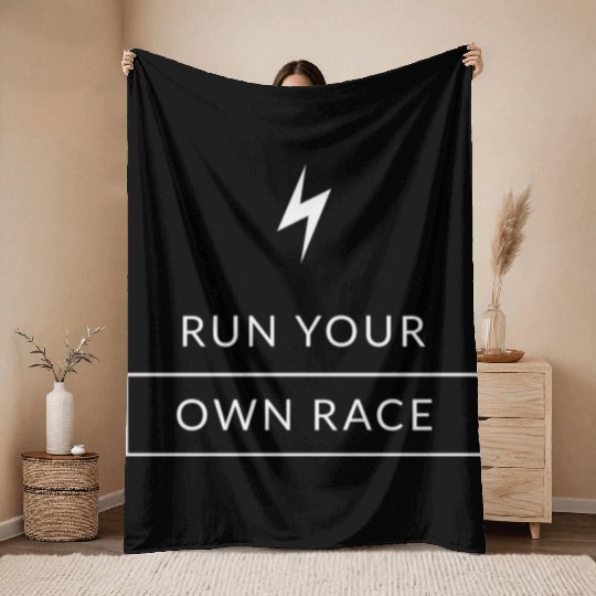 Run Your Own Race Fitness Throw Blankets