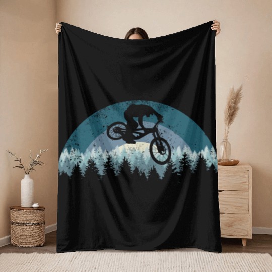Mountain Bike Retro Throw Blankets