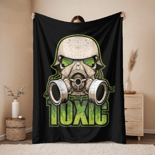 Toxic Green Military And Safety Gas Throw Blankets