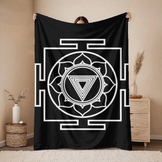 Kali Yantra Symbol Goddess Hindu Hinduism Yoga Throw Blankets