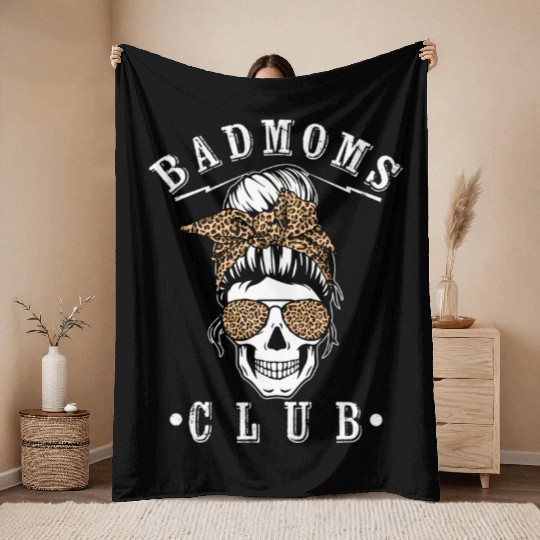 Messy Hair Bun Bandana ull Leopard Print Bad Moms Throw Blankets
