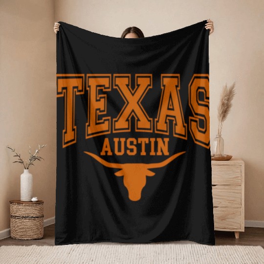 25951 Texas Tx American Bull United States Font Throw Blankets