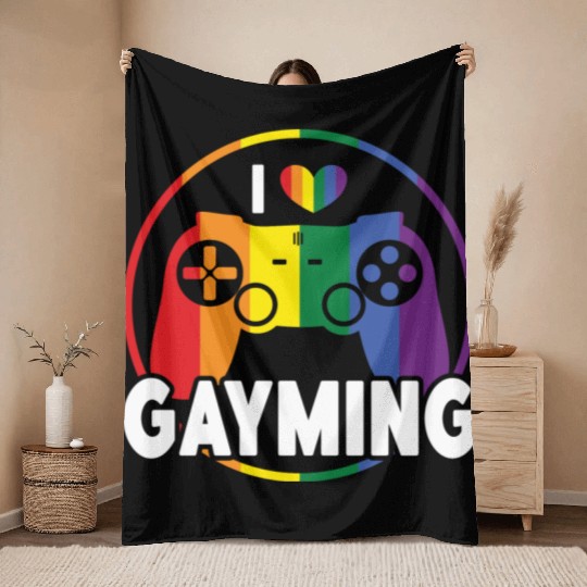 I Love Gayming Gay Pride Lesbian Rainbow Flag Throw Blankets