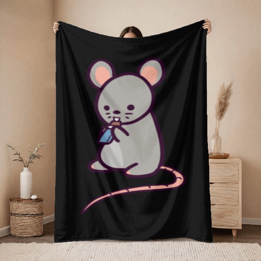Cute Rat Candy Bar Throw Blankets