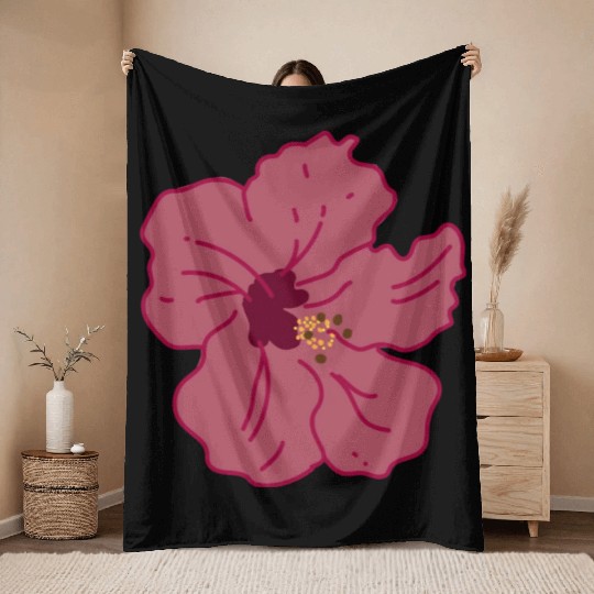 Hibiscus Flower Throw Blankets