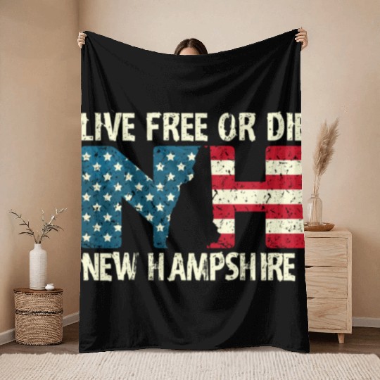 New Hampshire Patriotic Live Free Or Die Product Throw Blankets