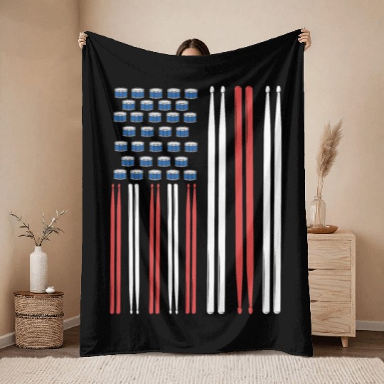 Drum Sticks Drummer Drumming Percussion Throw Blankets