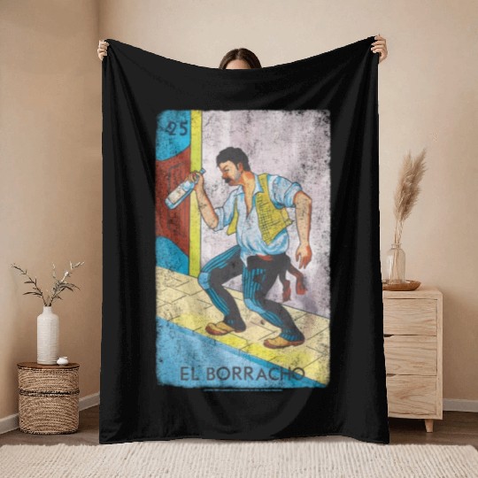 Loteria El Borracho Colorful Tarot Card Throw Blankets