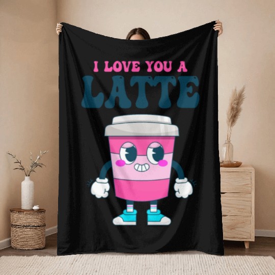 I Love You A Latte Couples Romance Throw Blankets
