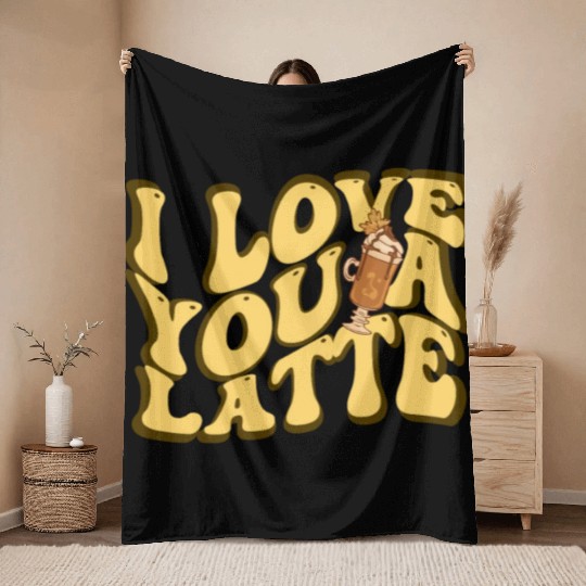 I Love You A Latte Couples Romance Throw Blankets