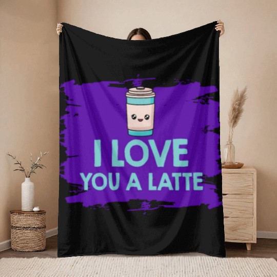 I Love You A Latte Couples Romance Throw Blankets
