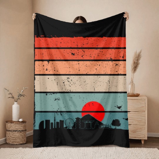 Vintage Tokyo city Throw Blankets