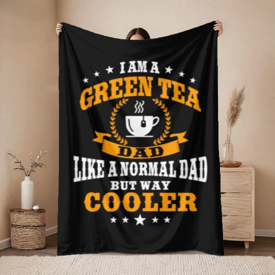 Funny Green Tea Dad Outfit Father's Day Throw Blankets