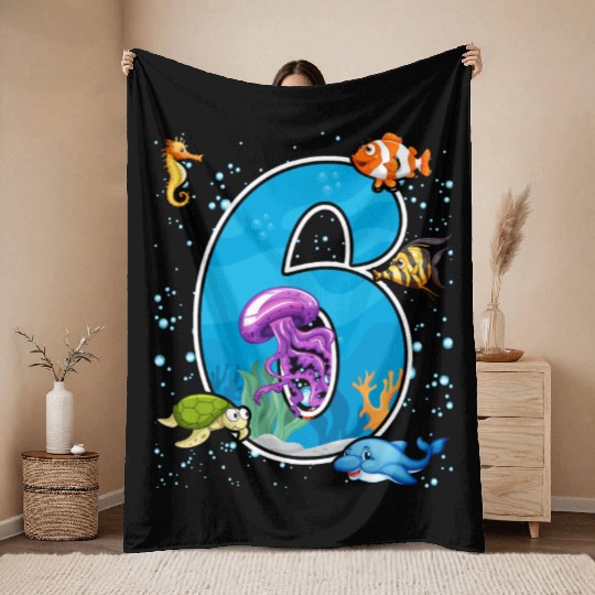 6th birthday Aquarium Fish lover 6 Year Old Sea Throw Blankets